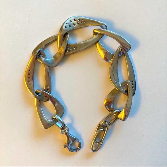 Sterling silver chain bracalet with stones - Picture 4 of 11